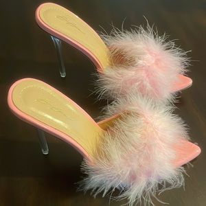 Pink Fur Point Heels
